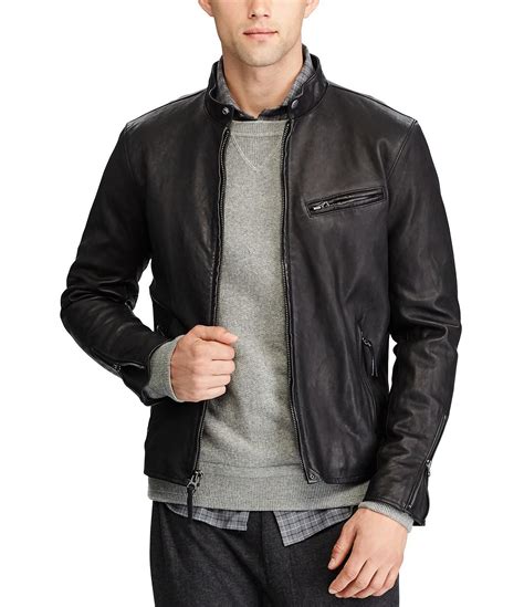 polo ralph lauren lambskin leather café racer jacket replica|macy's men's polo leather jacket.